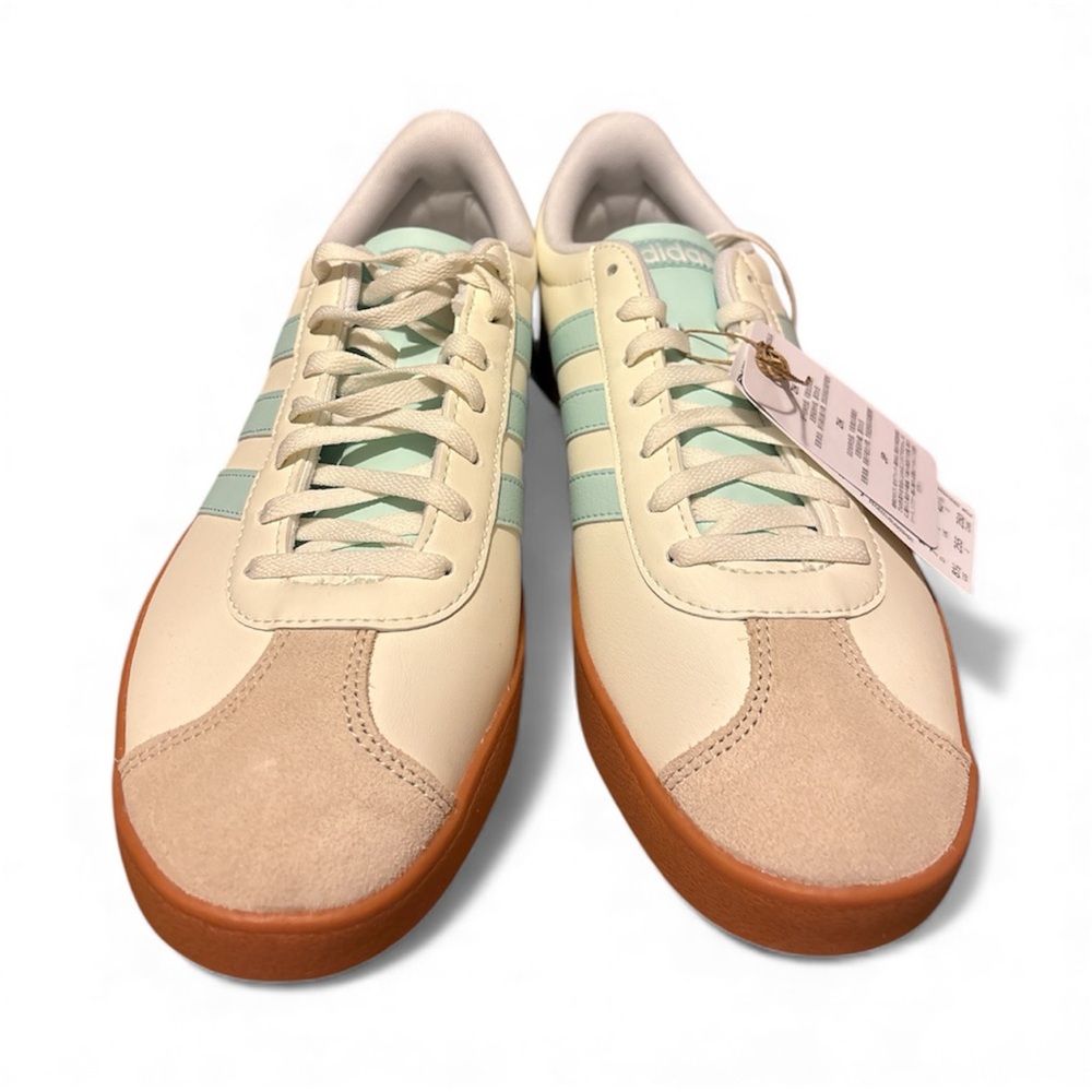 Adidas Cream and Light Blue VL Court Base Sneakers 8.5 NWT - Picture 2 of 5